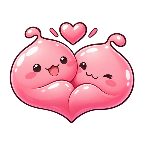 TogetherRO mascots, two pink blobs hugging